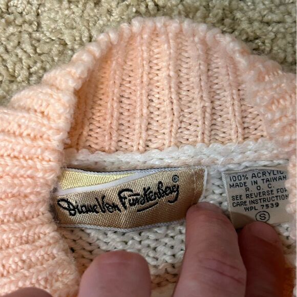 Vintage Diane Von Furstenberg DVF striped knit mock neck sweater size S - Picture 7 of 8